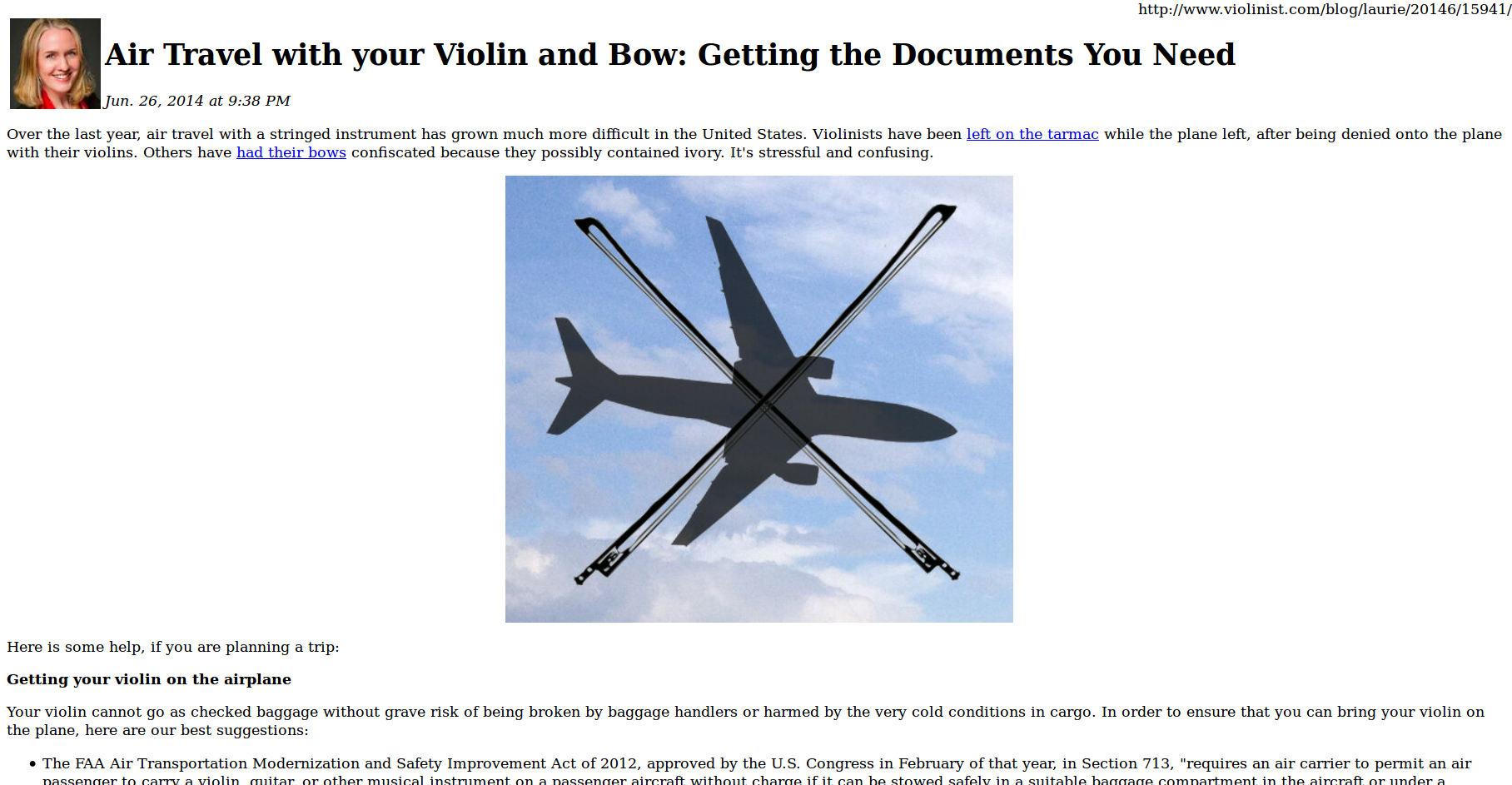 Air Travel with your Violin and Bow Travelling with your violin