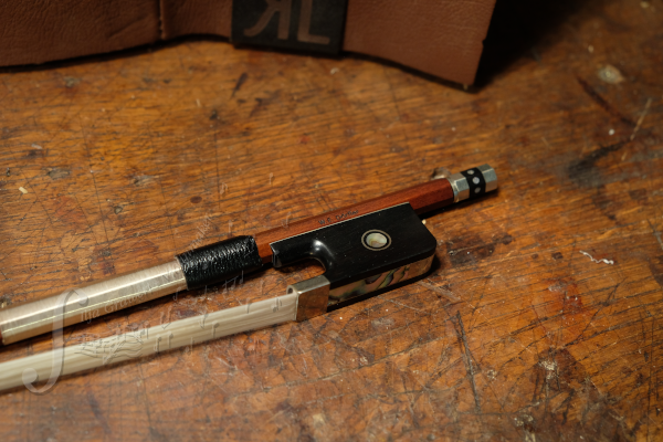 Cello Bow-WE Dorfler Pernambuco Octagonal silver German Doerfler Master bow cello from Ilja Grawert & son Violin makers Brisbane The Gap, Whitsundays
