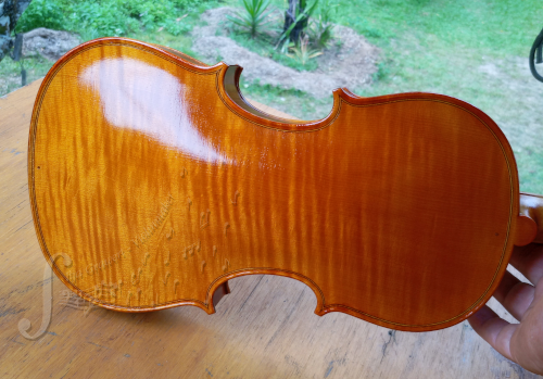 3/4 violin update No 3 3-4 studio violin varnished back at Ilja Grawert Violin maker in Brisbane